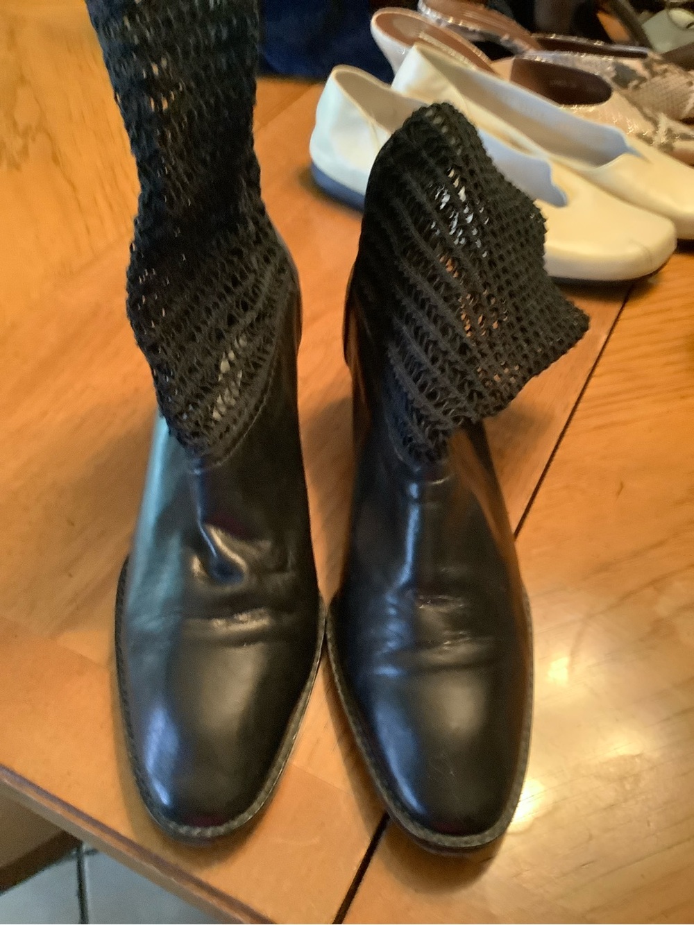 Philippe Model Paris  Black Leather Ankle Boots with Knit Cuff sz 8.5